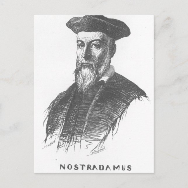 Carte Postale Description - Le portrait de Nostradamus, dessiné  (Devant)