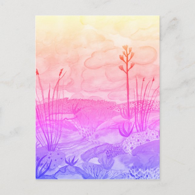 Carte Postale Desert Dreams Watercolor Nouveau Mexique Sunset (Devant)