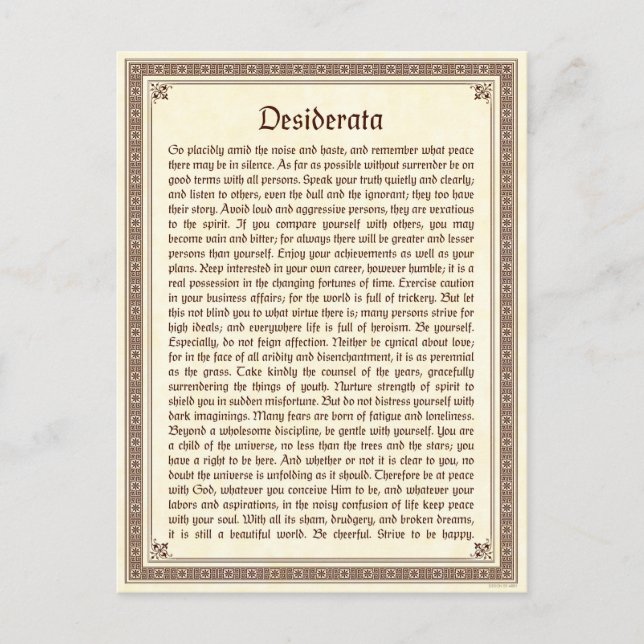 Carte postale Desiderata (Devant)