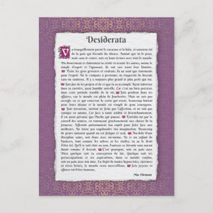 Carte Postale Desiderata - Choses désirées - poème