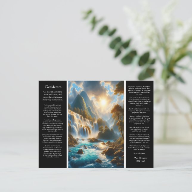 Carte Postale DESIDERATA Flux Doucement Avec Gravité (Debout devant)