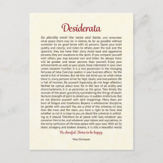 Carte Postale Desiderata Postcard | Desiderata Mini Art
