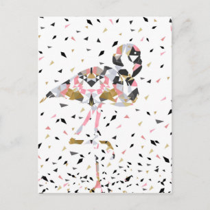 Carte Postale Design abstrait de Flamant rose géométrique mignon