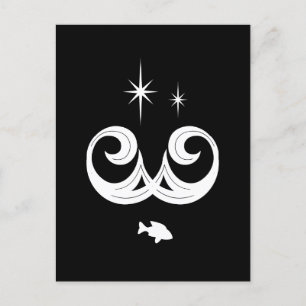 Carte Postale Design blanc, noir et étoiles