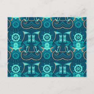 Carte Postale Design bleu marine