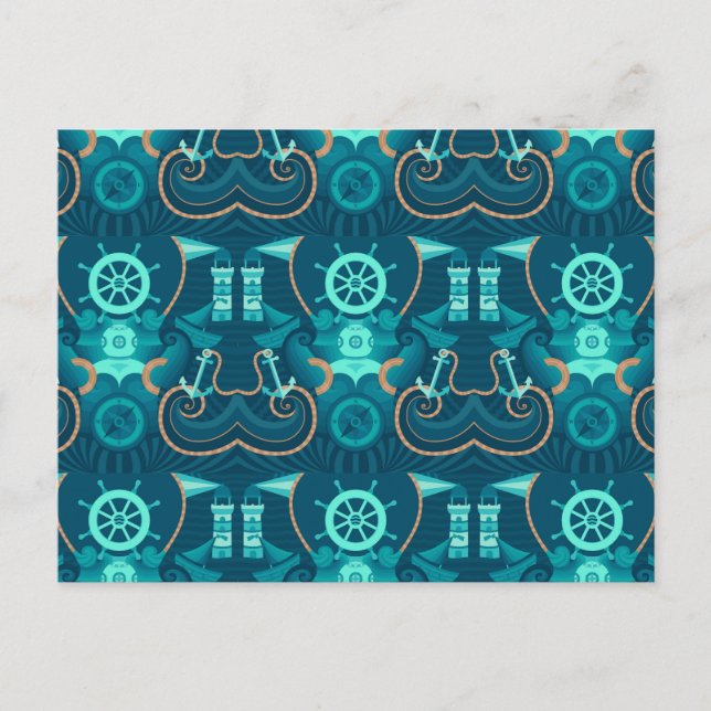 Carte Postale Design bleu marine (Devant)