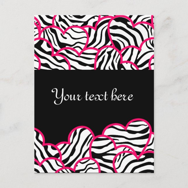 Carte postale Design Coeurs Zebra (Devant)