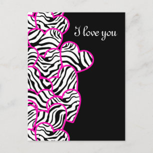 Carte postale Design Coeurs Zebra