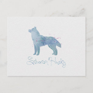 Carte Postale Design d'aquarelle sibérienne Husky