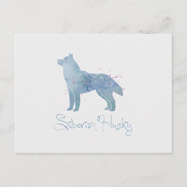 Carte Postale Design d'aquarelle sibérienne Husky (Devant)
