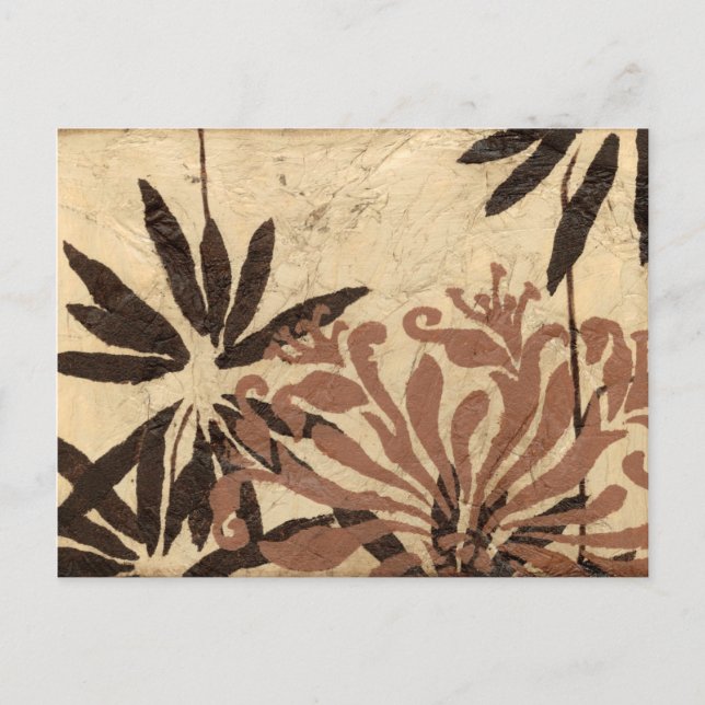 Carte Postale Design de crayon floral avec Feuilles tawny (Devant)