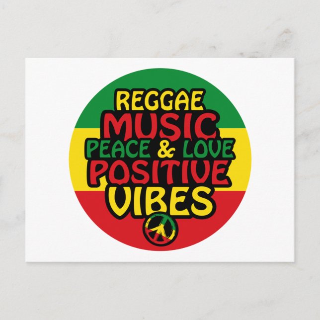 Carte Postale Design de reggae avec des citations positives et d (Devant)