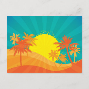 Carte Postale Design de surf tropical rétro de Sunset Beach