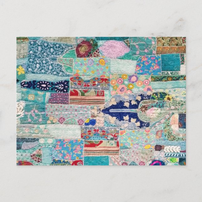 Carte Postale Design de tapisserie Aqua et Blue Quilt (Devant)
