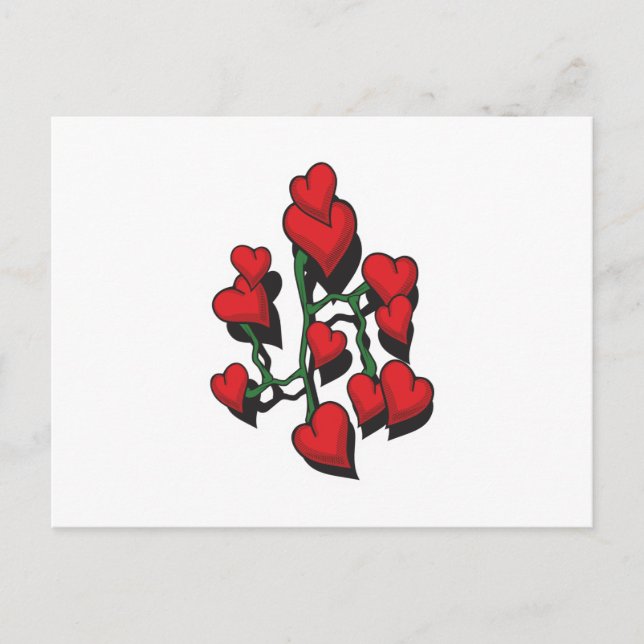 Carte Postale Design de tatouage au coeur rouge (Devant)