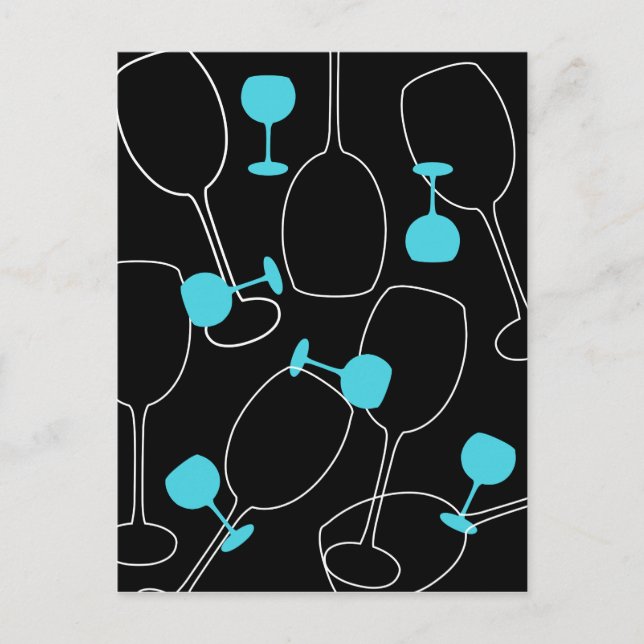 Carte Postale Design de verre à vin de style rétro (Devant)