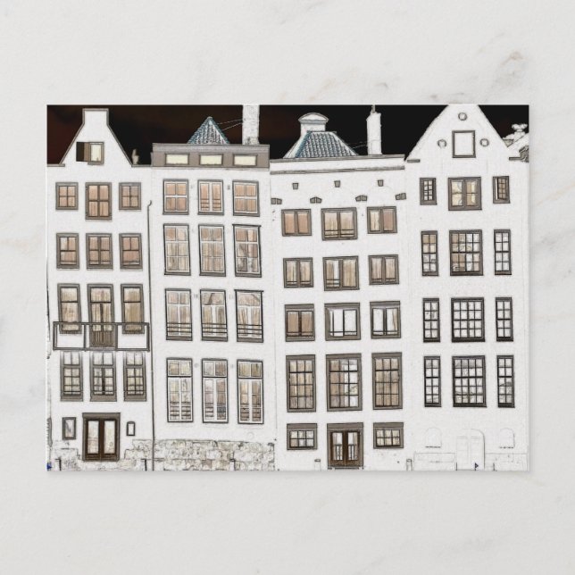 Carte Postale Design des maisons de canaux néerlandais (Devant)