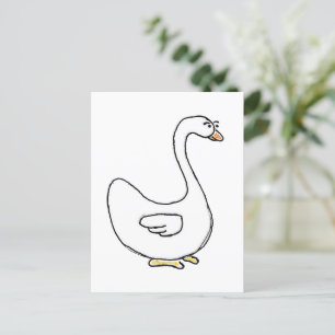 Carte Postale Design d'oiseau blanc gracieux du cygne de dessin