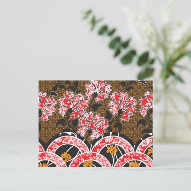 Carte Postale design d'un mur rouge et noir suspendu (Debout devant)