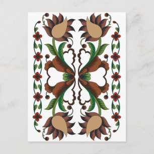 Carte Postale Design floral d'art populaire vintage estonien