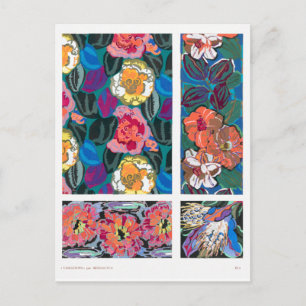 Carte Postale Design graphique Art Nouveau coloré, Fleurs