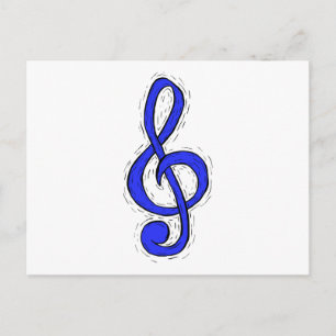 Carte Postale Design graphique Clé Arbre Moyen Bleu