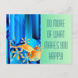 Carte Postale Design graphique transparent - bleu noir I & Gecko