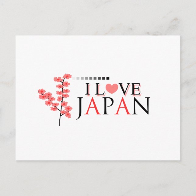 Carte Postale Design "I love Japan" pour Japan Lovers (Devant)