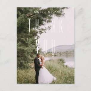 Carte Postale Design minimaliste moderne Mariage photo Merci