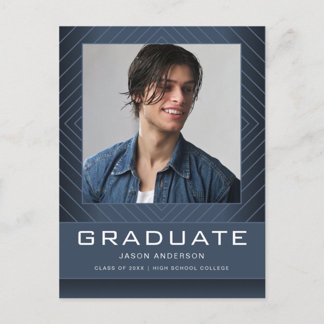 Carte Postale Design moderne 1 Photo Blue Grad Faire-part (Devant)