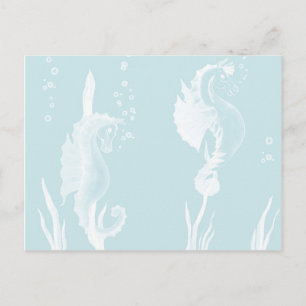 Carte Postale Design SeaHorse bleu et spirale