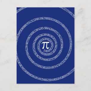 Carte Postale Design Spiral pour Pi sur Navy Blue