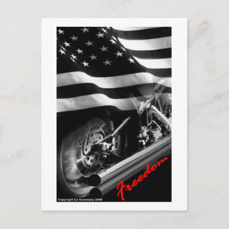 Carte Postale Designs patriotiques - "USA Freedom Motorcycle"