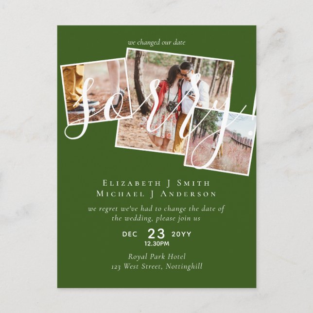 Carte Postale DÉSOLÉ ! Remise du mariage Changement de date PHOT (Devant)