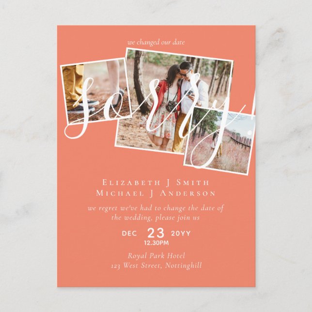 Carte Postale DÉSOLÉ ! Remise du mariage Changement de date PHOT (Devant)