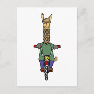 Carte Postale Dessin à vélo cool Llama équitation
