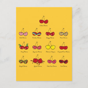 Carte Postale Dessin amusant Comique drôle Cheeky Red Cherries C