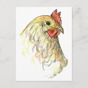 Carte Postale Dessin animal de ferme de poulet Hen
