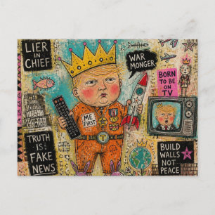 Carte Postale Dessin animé collage président bambin drôle