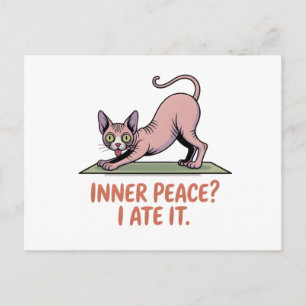 Carte Postale Dessin animé de chat Sphynx faisant du yoga drôle