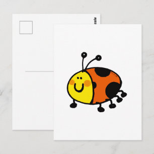 Carte Postale Dessin animé de coccinelle mignonne