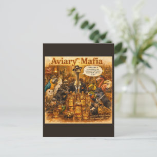 Carte Postale Dessin animé de la mafia aviaire – Humour de la fa