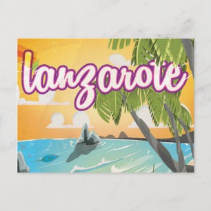 Carte Postale dessin animé de l'affiche de voyage de lanzarote v