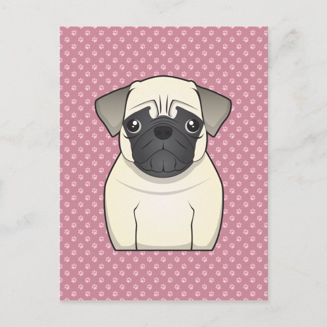 Carte Postale Dessin animé de Pug (Devant)