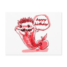 dessin animé de ver de pomme heureux anniversaire