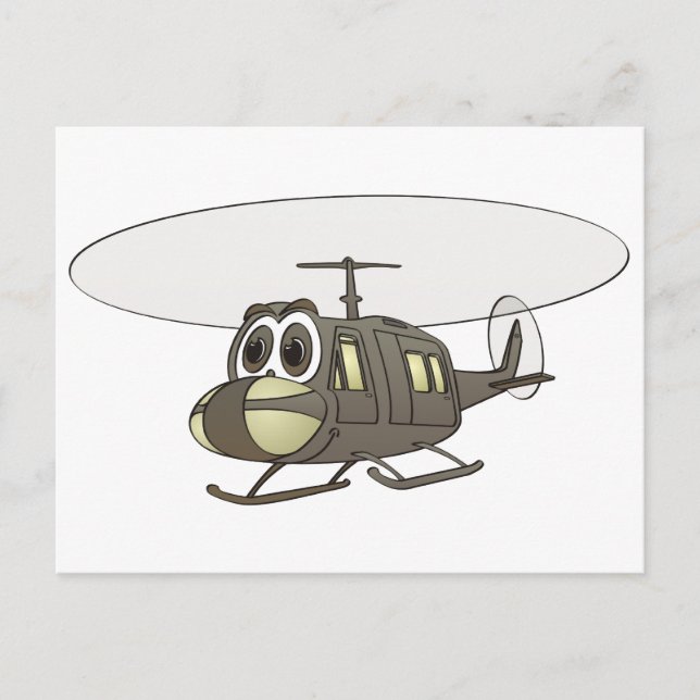 Carte Postale Dessin animé d'hélicoptère Huey (Devant)