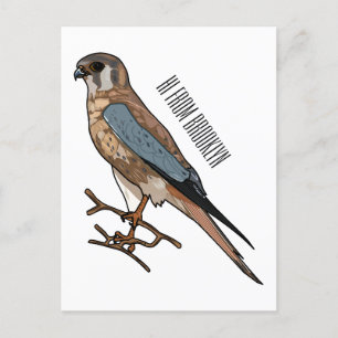 Carte Postale dessin animé d'oiseau-kestrel américain