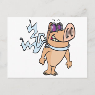 Carte Postale dessin animé du pilote de porc