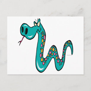 Carte Postale dessin animé du serpent fou boa constrictor