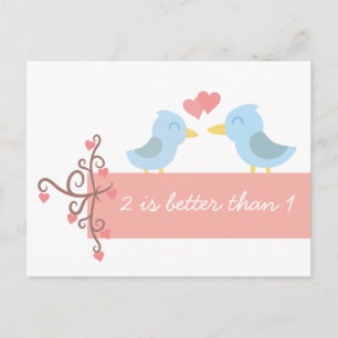Carte Postale Dessin animé mignon d'un couple d'oiseaux bleus am